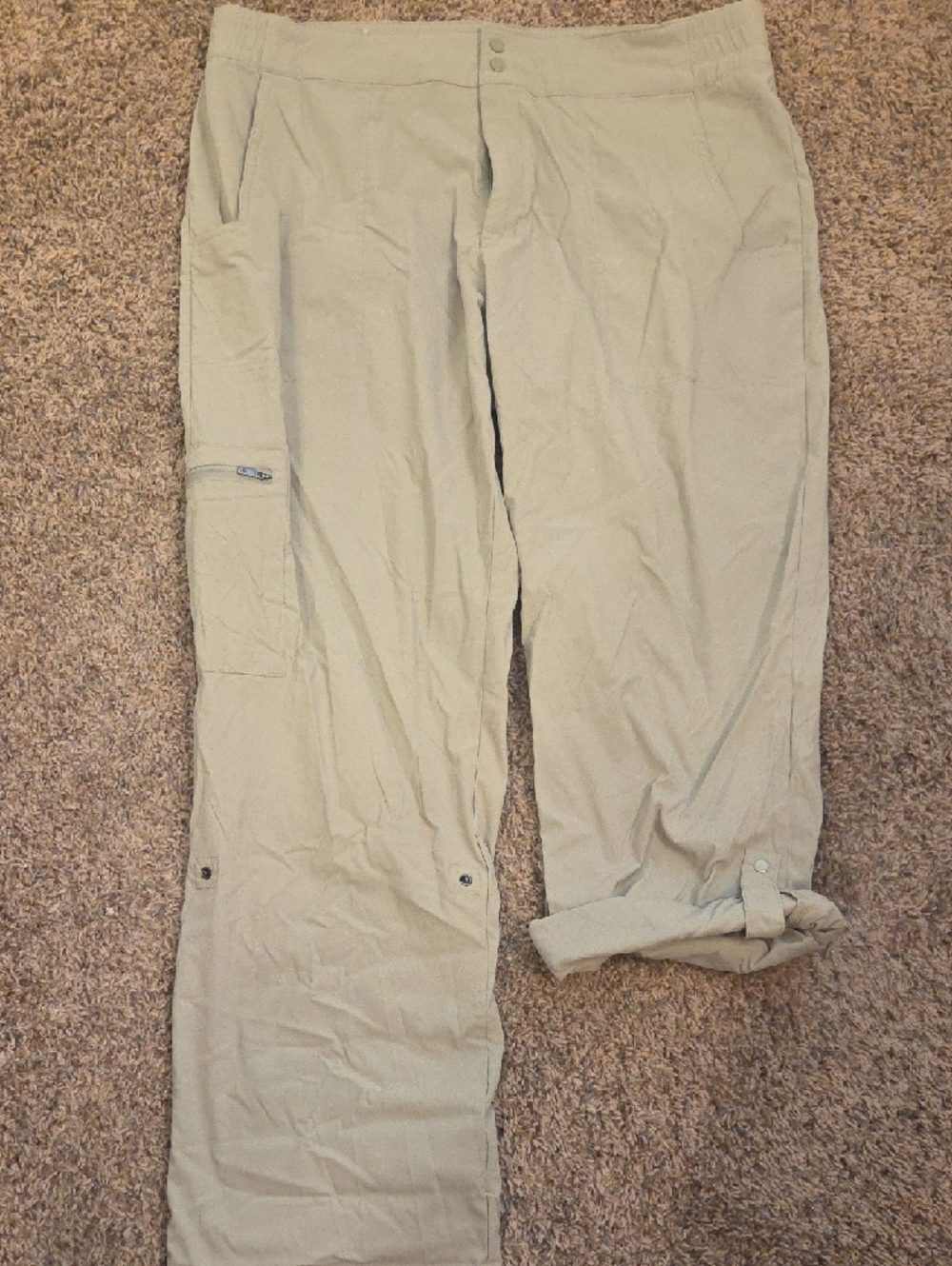 Women's Light Beige Utility Cargo Pants with Zip Pocket - Picture 4 of 8
